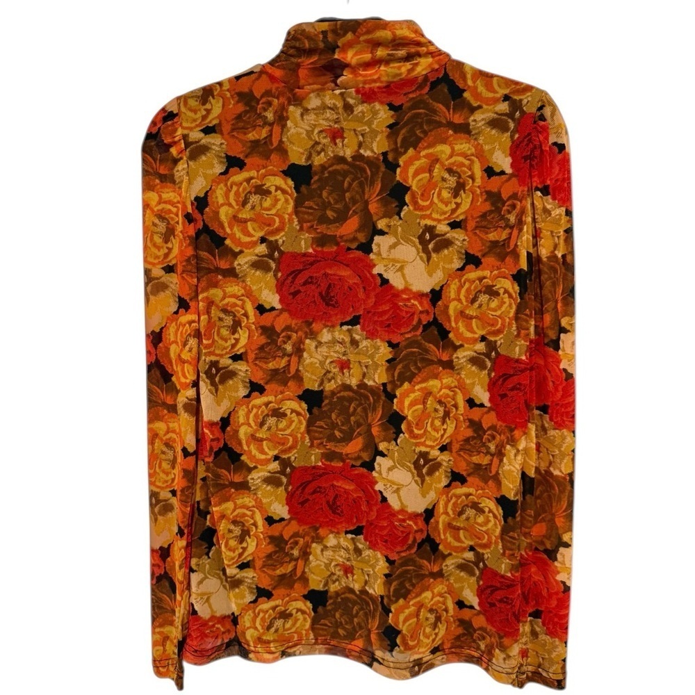 Jane + Delancey Floral Print Mock Turtleneck Mesh Long Sleeve Fall Size Small - Picture 9 of 11